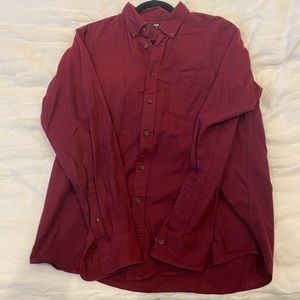 Uniqlo Mens Flannel Long-Sleeve Shirt - Size Medium - Red